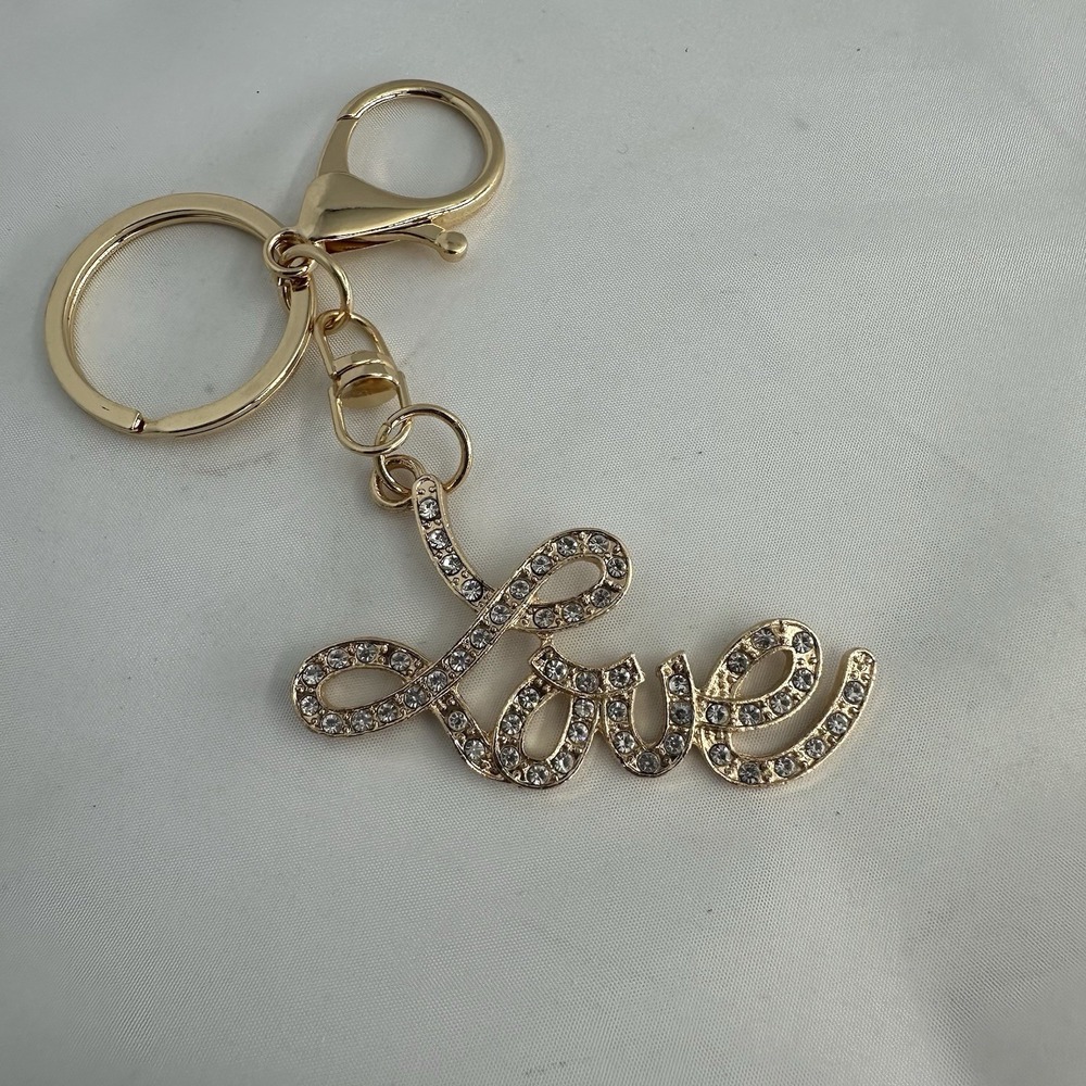 Sparkling Rhinestone Gold Keychain Purse Bling